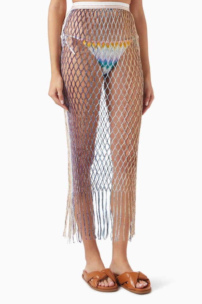 

Net Midi Skirt in Rayon, Multicolour