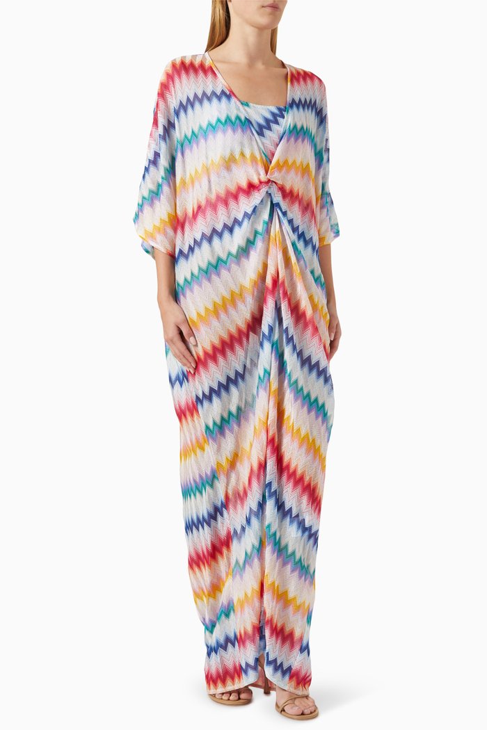 

Micro Shaded Chevron Maxi Beach Cover-up, Multicolour