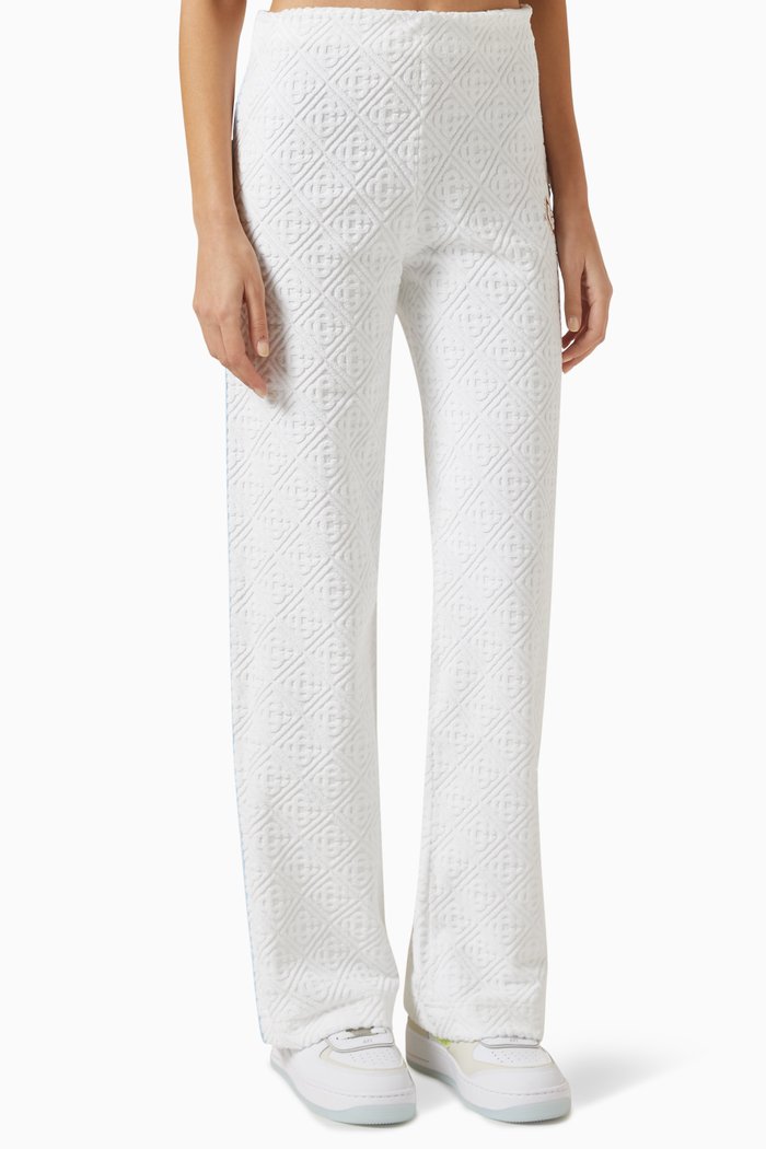 

Track Pants in Textured Cotton-blend, White