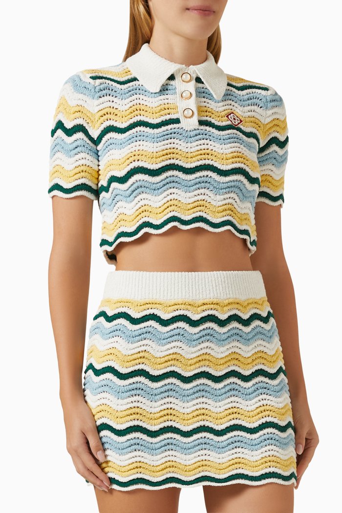 

Boucle Wave Crop Top in Crochet, Multicolour