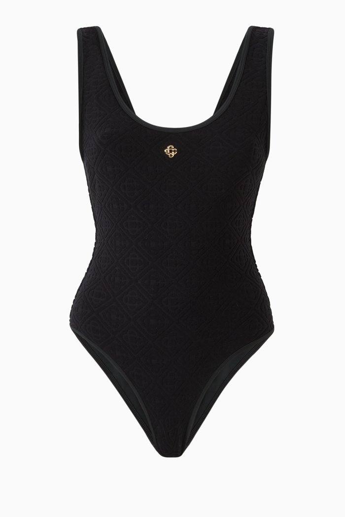 

Textured One-piece Swimsuit, Black