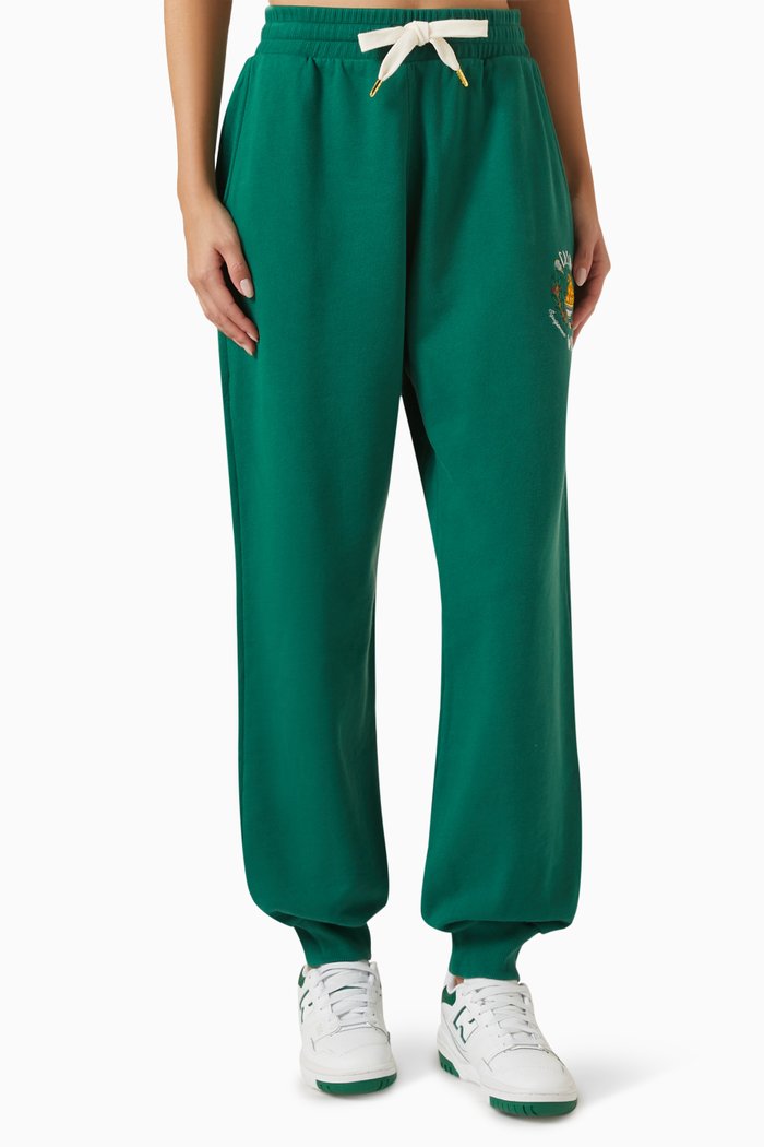 

Casa Way Embroidered Sweatpants in Cotton-fleece, Green