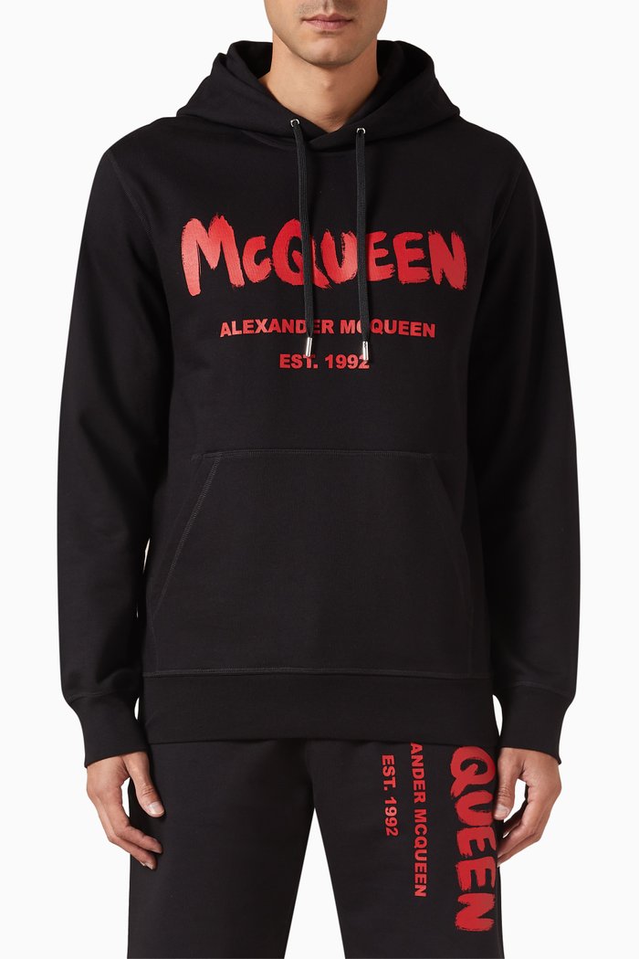 

Logo Graffiti Hoodie in Wool & Silk, Red