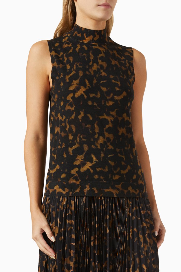 

Tortoiseshell-print Sweater in Merino Wool, Brown
