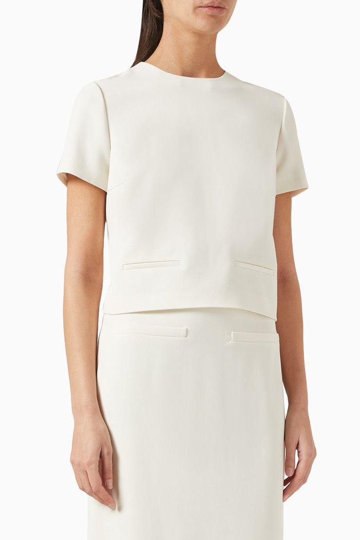 

Pocket Crop Top in Crepe, Neutral