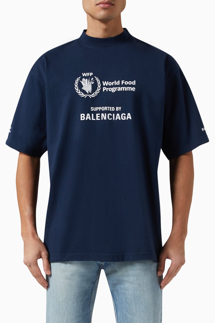 

World Food Programme Printed Medium Fit T-shirt in Cotton Jersey, Blue