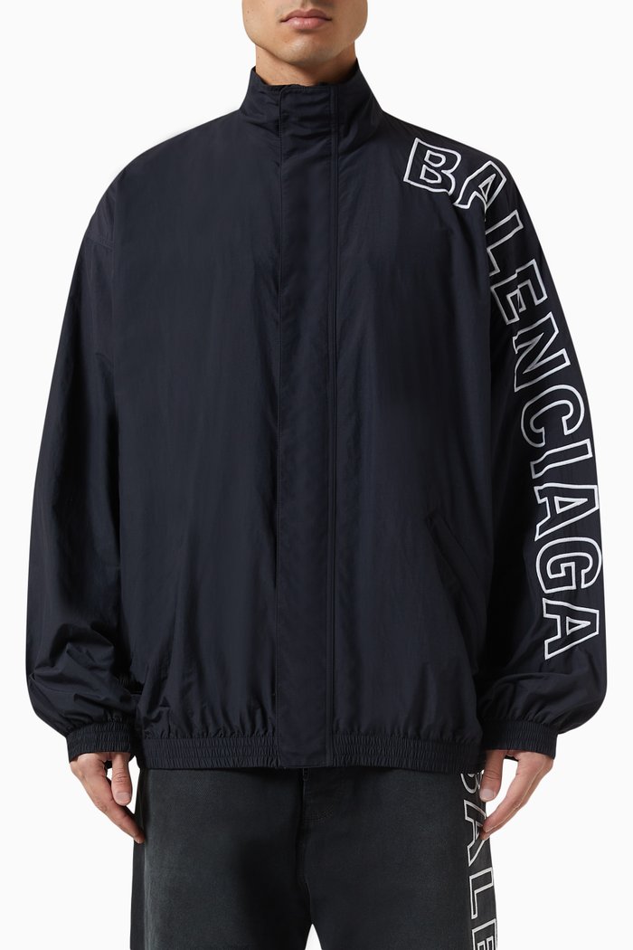 

Outline Logo Oversized Tracksuit Jacket, Black
