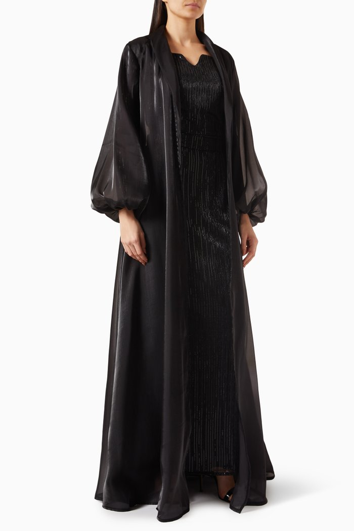 

Detachable Cape-style Maxi Dress, Black