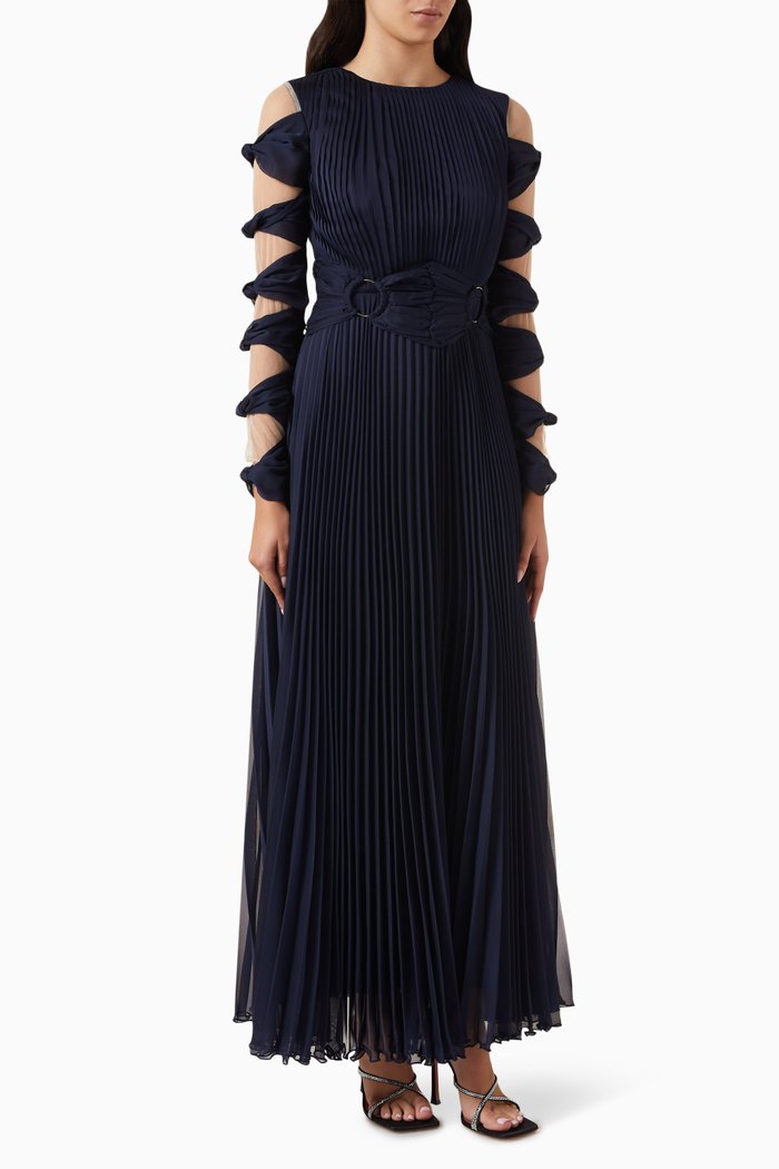 

Knot Cut-out Maxi Dress in Crepe, Blue