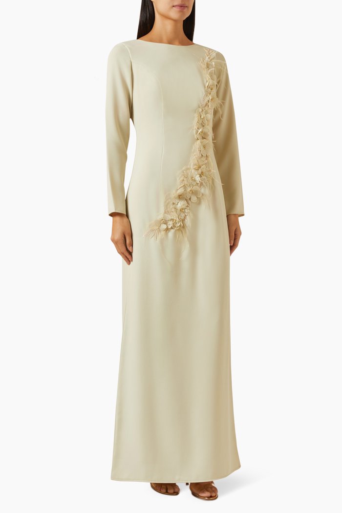 

Embellished Floral Maxi Dress, Neutral