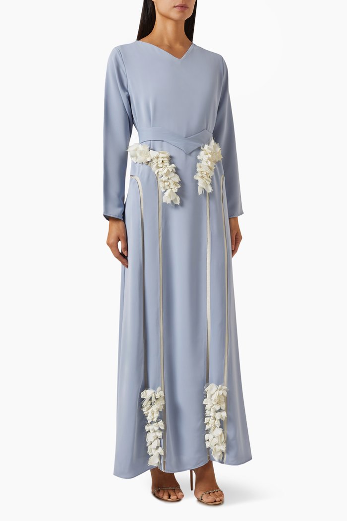 

Belted Floral Maxi Dress, Blue