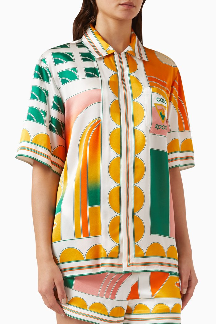 Unisex Summer Court Shirt in Silk, Multicolour