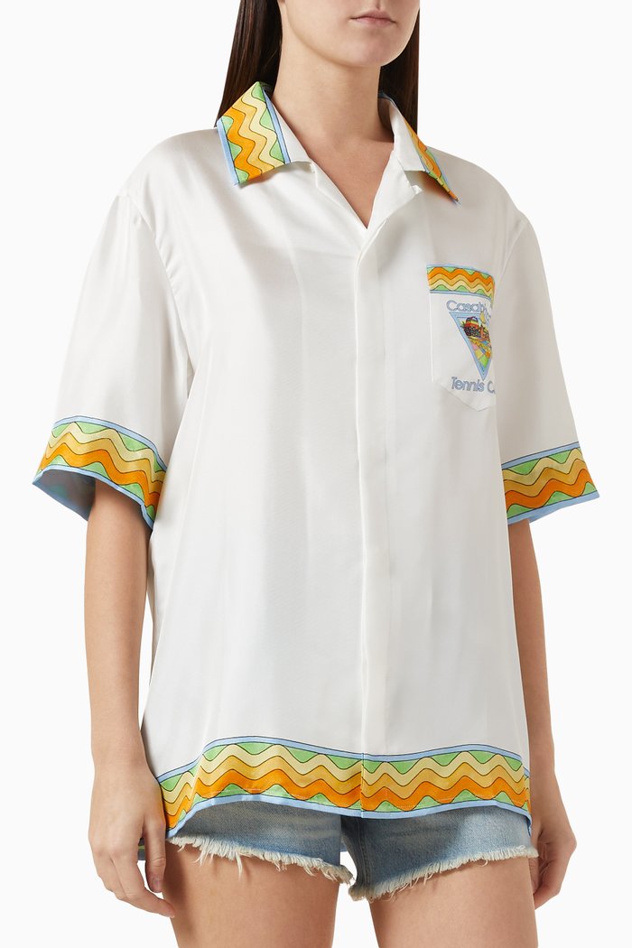 

Unisex Cuban Shirt in Silk, White