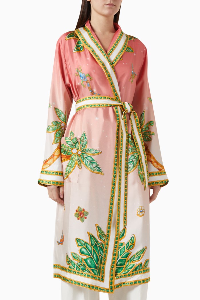 

Printed Robe in Silk, Pink