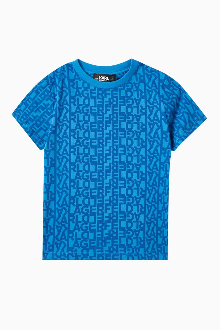 All-over Logo T-shirt in Cotton, Blue