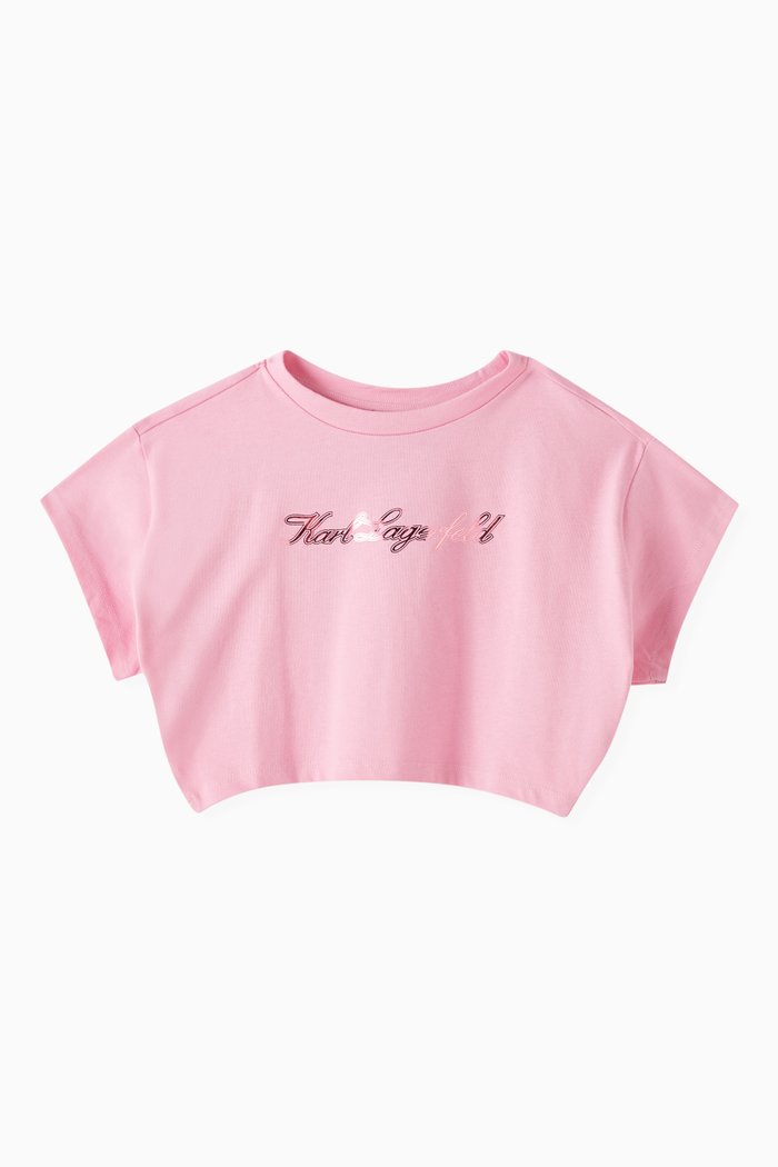

Cropped Logo T-shirt in Organic Cotton Jersey, Pink