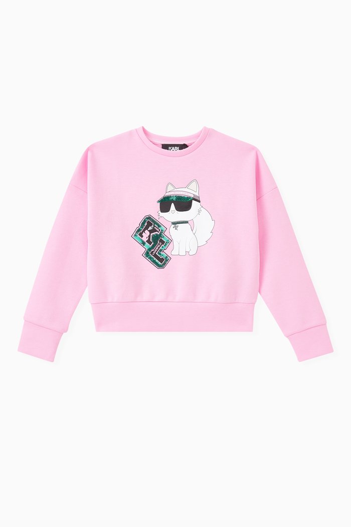 

Choupette-print Sweatshirt in Cotton Jersey, Pink
