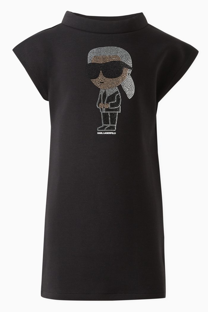 

Ikonik Rhinestone Appliqué T-shirt Dress, Black