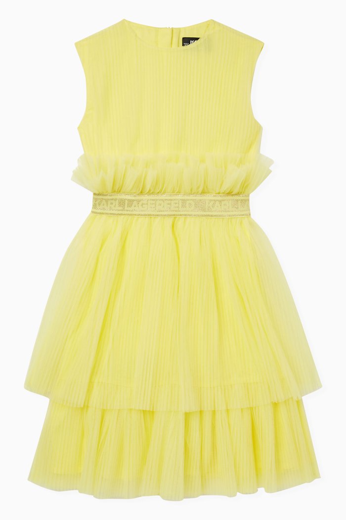 

Pleated Tutu Dress in Tulle, Yellow
