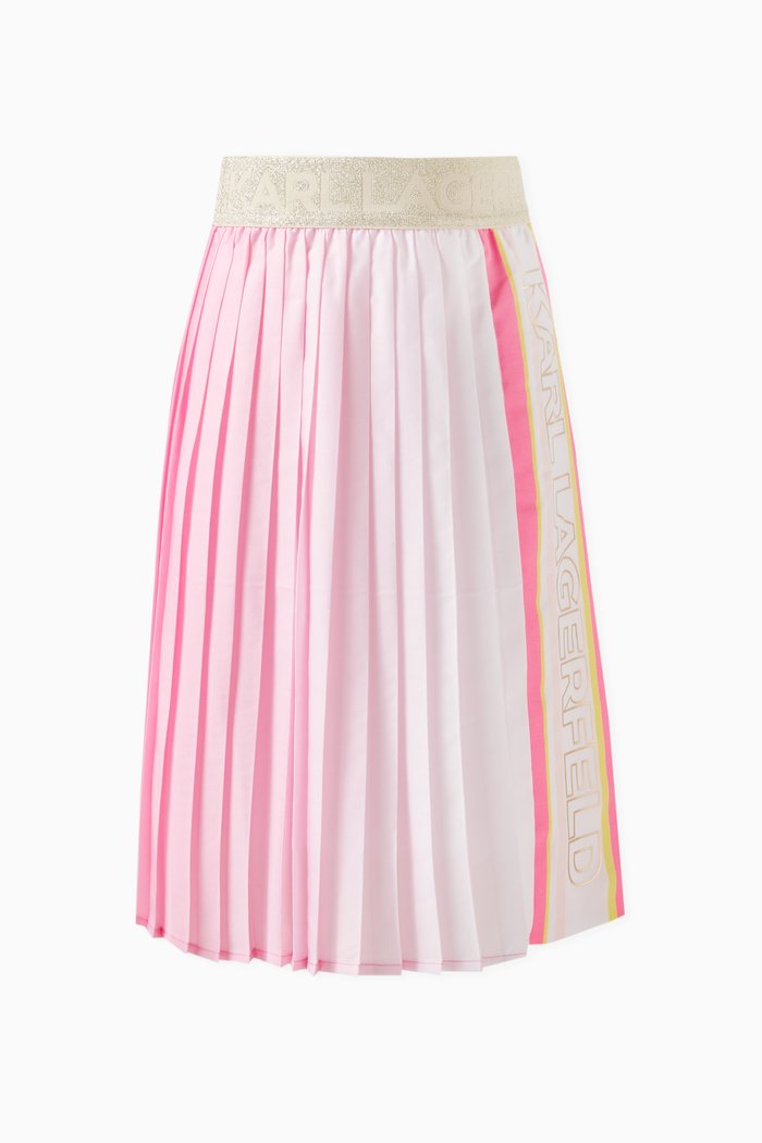 

Logo-print Pleated Skirt, Pink
