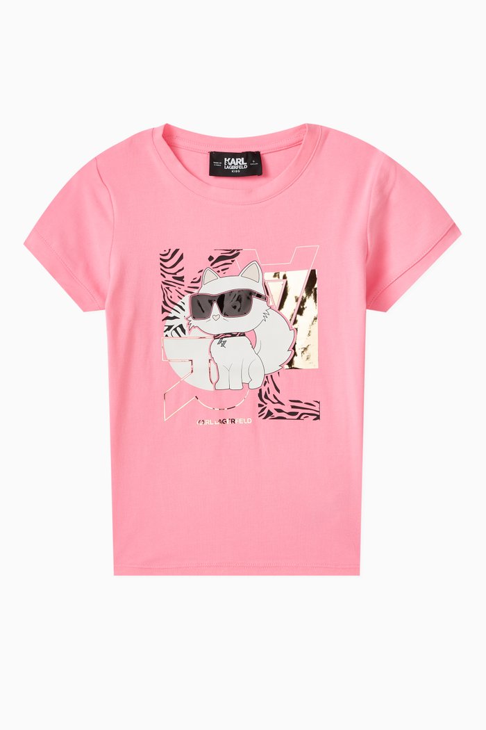 

Ikonik Choupette Logo-print T-shirt in Cotton, Pink