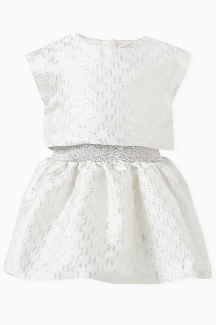 

Metallic-print Monogram Dress in Satin-jacquard, Neutral