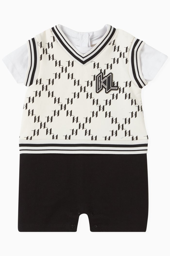

Monogram Romper in Cotton-blend, Neutral