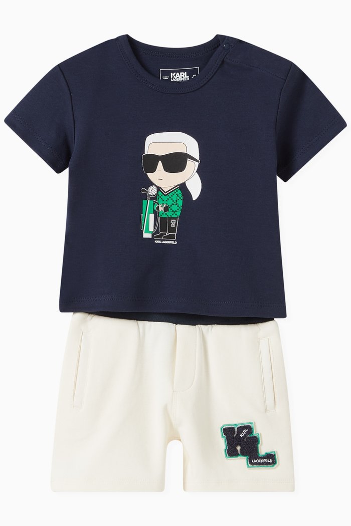 

Graphic Logo-print T-shirt & Shorts Set, Neutral