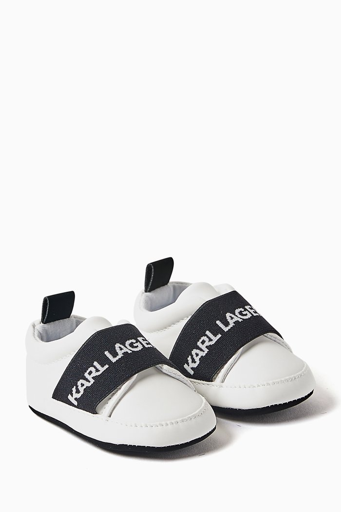 

Logo Sneakers in Textile & Faux Leather, White