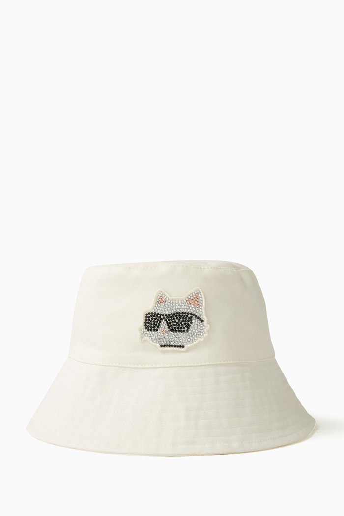 

Choupette Embellished Bucket Hat, Neutral
