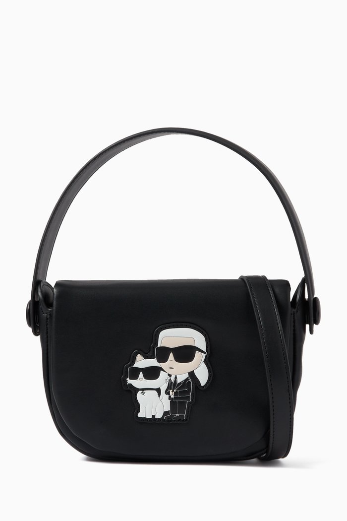 

K/Ikonik Shoulder Bag in Faux Leather, Black