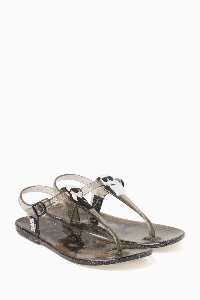 

Ikonik Karl & Choupette Glitter Sandals in PVC, Black