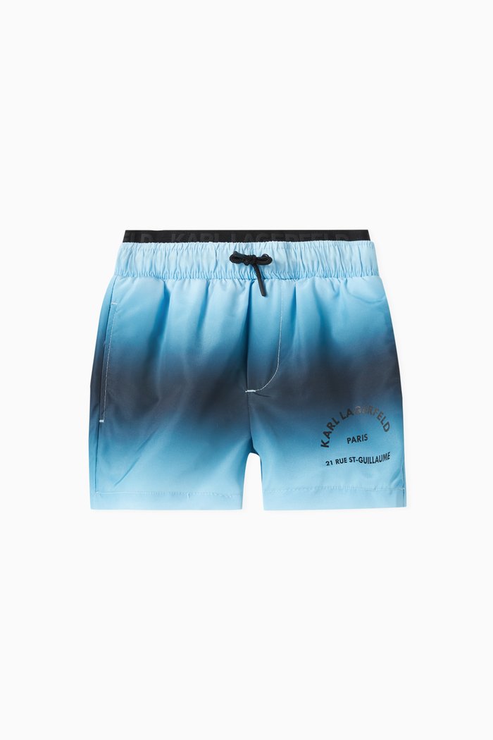 Ombre Drawstring Swim Shorts, White