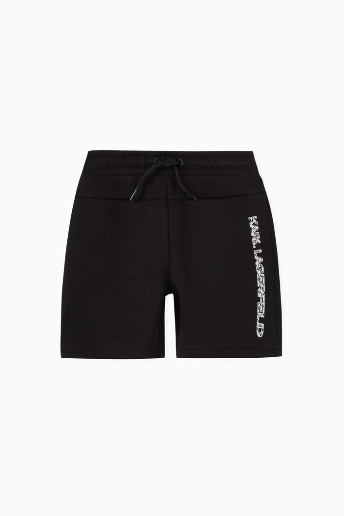 

Logo Track Shorts in Cotton Blend, Black