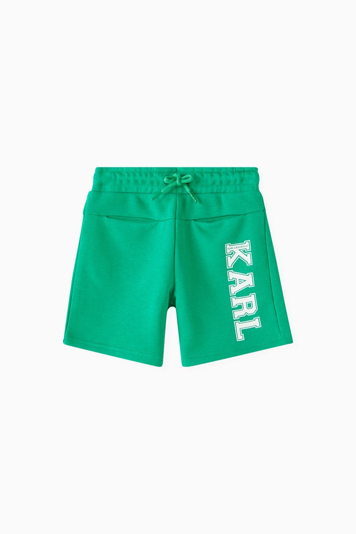

Logo Track Shorts in Cotton Blend, Green