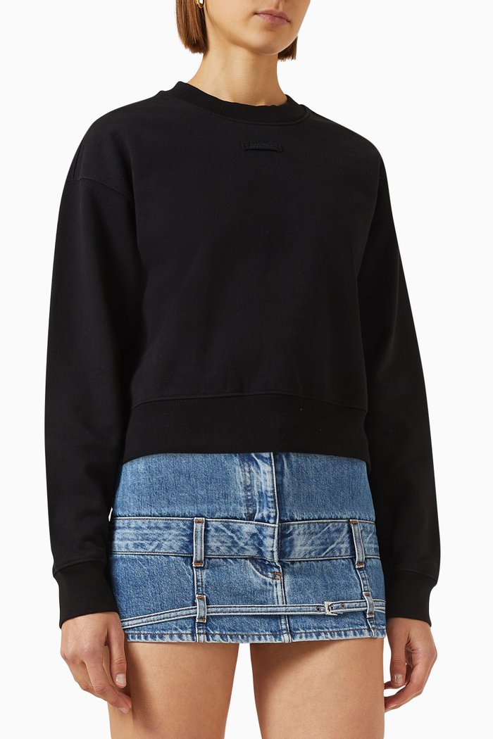 

Le Sweatshirt Gros Grain in Cotton-fleece, Black