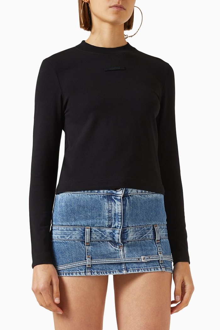 Le T-shirt Gros Grain in Cotton, Black