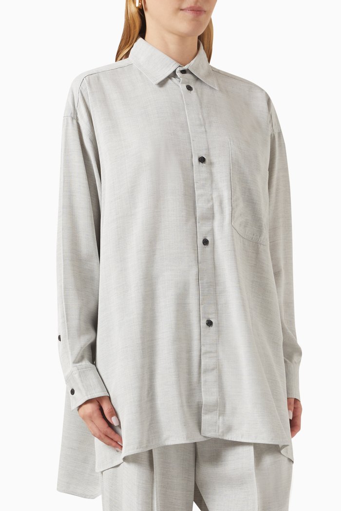 

La Chemise Poche Shirt in Viscose, Grey