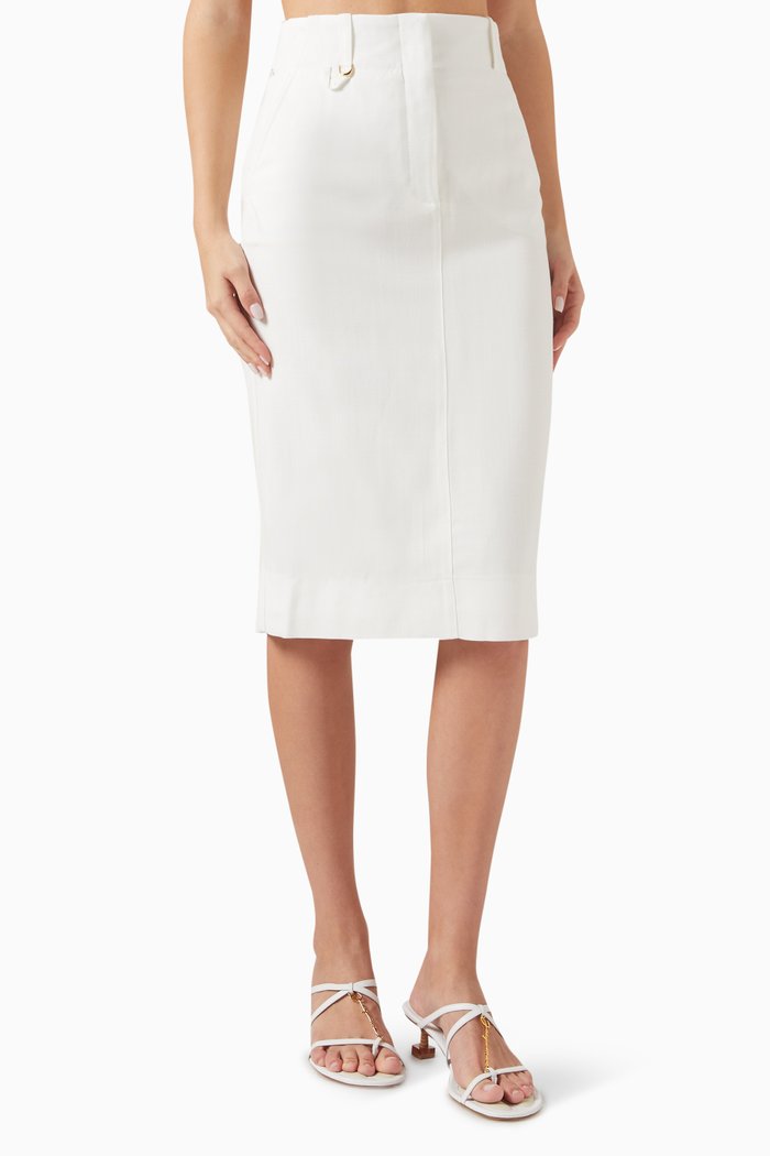 

Le Jupe Midi Skirt in Viscose, White