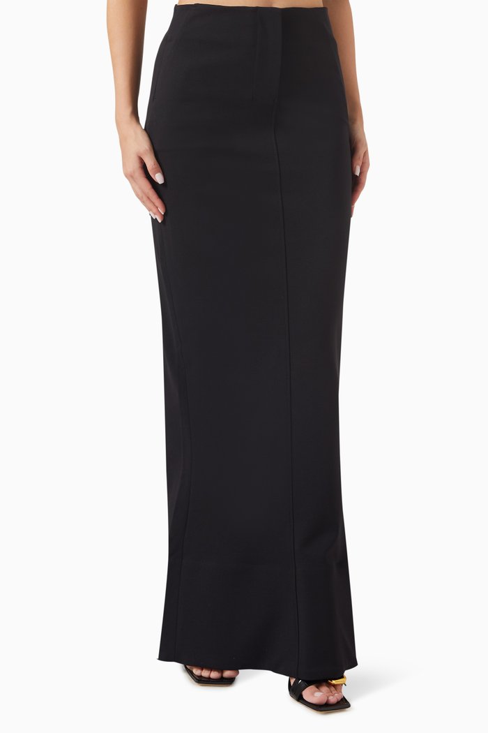 

La Jupe Escala Maxi Skirt in Viscose-blend, Black