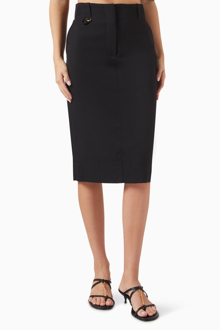 

Le Jupe Midi Skirt in Viscose, Black