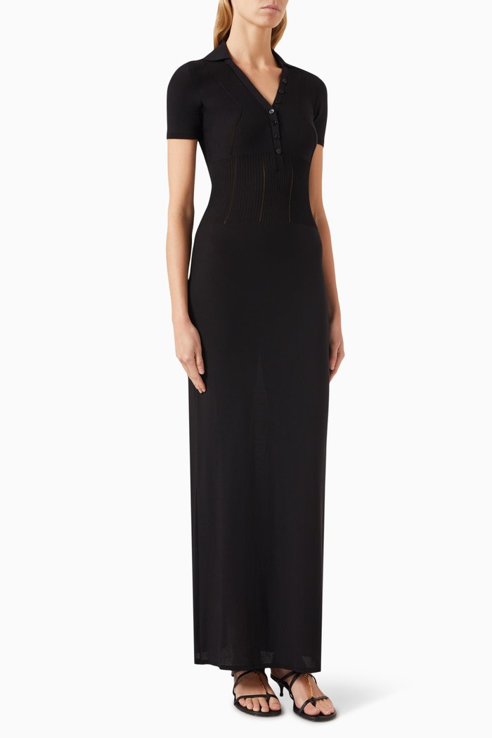 

La Robe Yauco Polo Dress in Rib Knit, Black