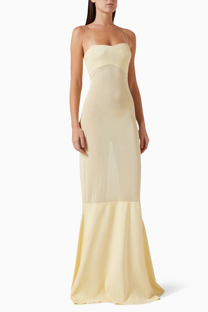 

La Robe Fino Maxi Dress in Viscose Knit, Yellow