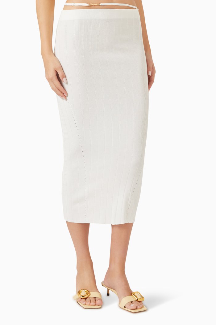 

La Jupe Pralu Midi Skirt in Rib-knit, Neutral