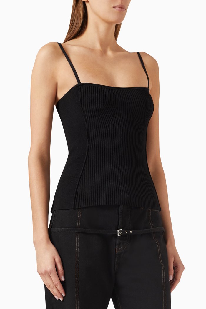 

La Haut Sierra Tank Top in Rib-knit, Black