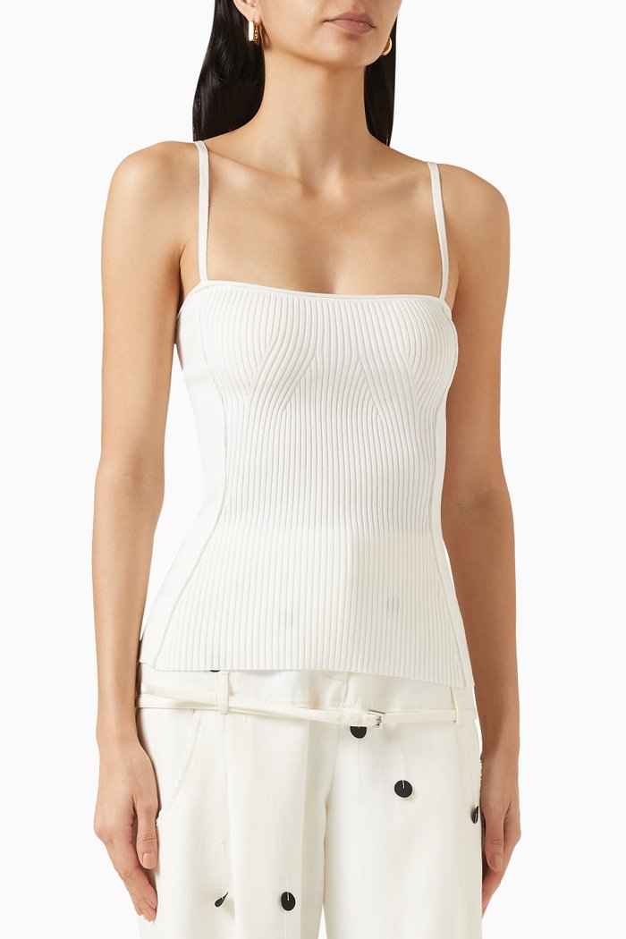 La Haut Sierra Tank Top in Rib-knit, Neutral