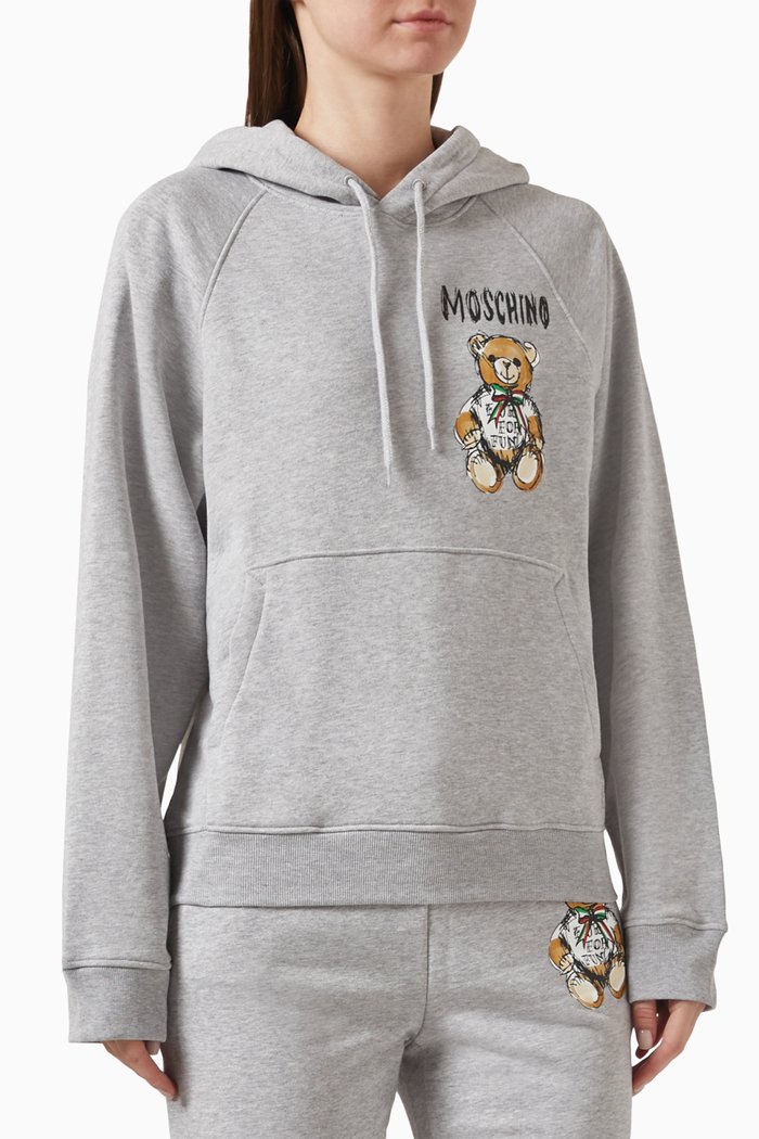 

Archive Teddy Bear Logo Hoodie in Jersey, Grey