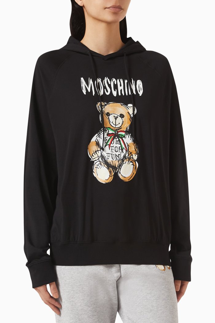 

Archive Teddy Bear Hoodie in Fleece, Black