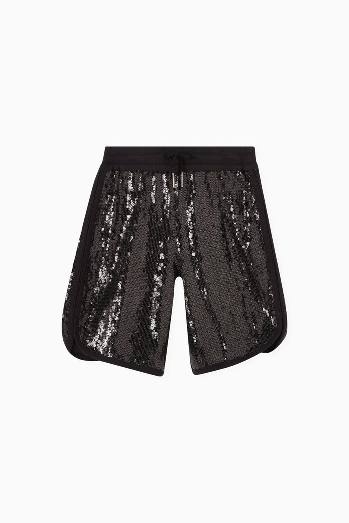 

Sequin-embellished Bermuda Shorts, Black