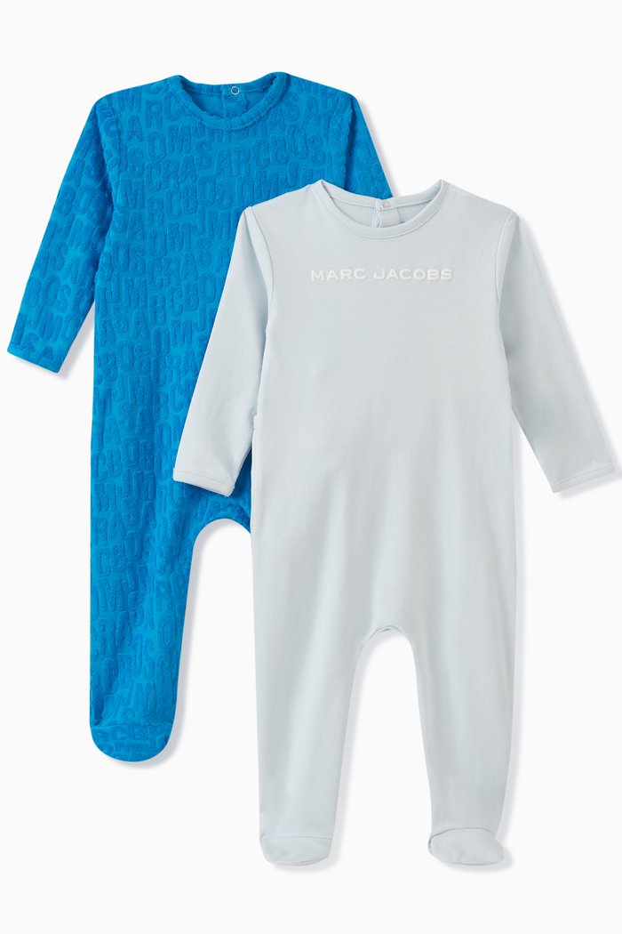 

Logo Sleepsuits in Cotton Blend, Set of 2, Blue